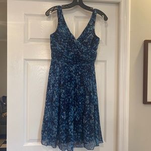 JCrew watercolor silk chiffon wedding guest dress